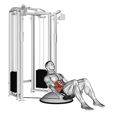 How to do Bosu Ball Cable Side Crunch — animated demonstration