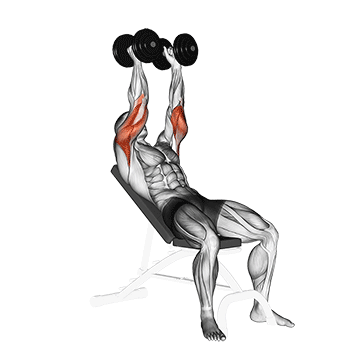 How to do Dumbbell Incline Triceps Extension — animated demonstration