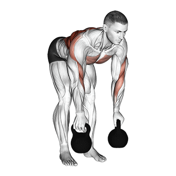 How to do Kettlebell Two-Arm Row — animated demonstration
