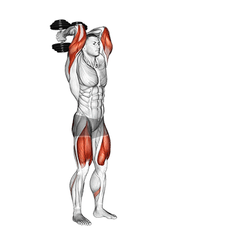 How to do Dumbbell Forward Lunge Triceps Extension — animated demonstration