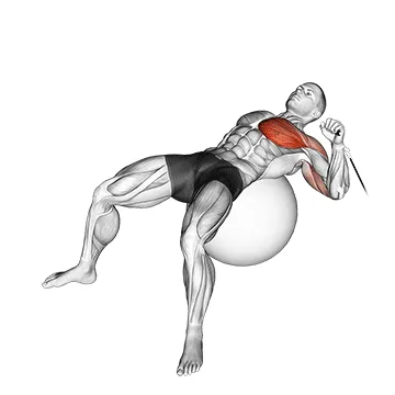 Cable Single-Arm Press on Stability Ball