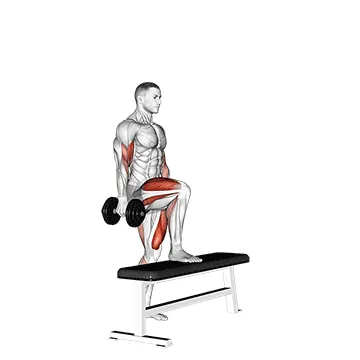 Step-Up Balance with Dumbbell Curl